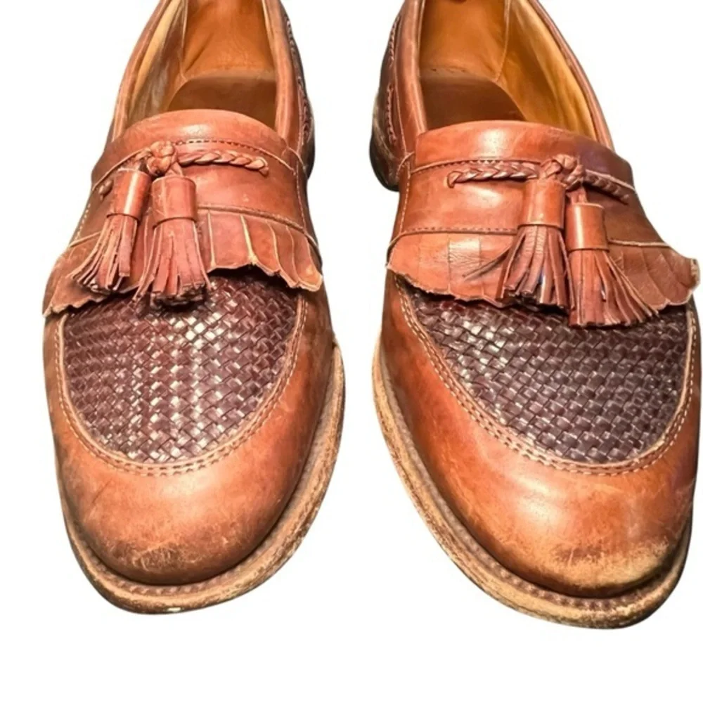 Allen Edmonds Cody Slip On Loafer Tassel Shoes Woven Leather Brown Size 9D 1849